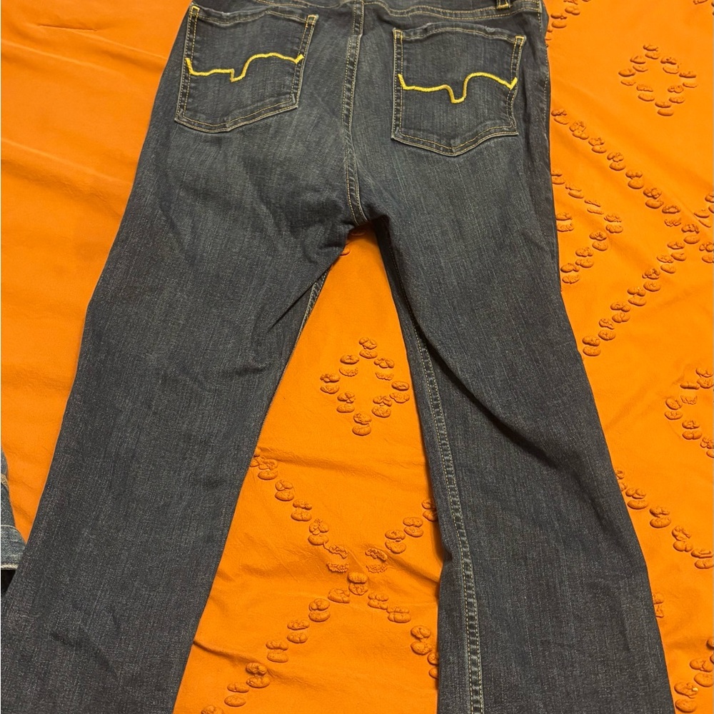 Kimes Ranch Dark Denim Jeans with Yellow Accents